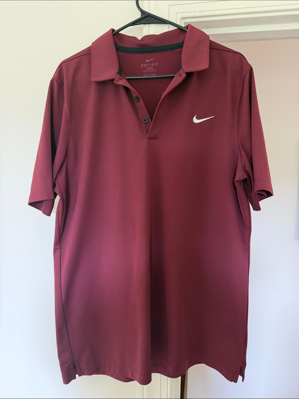 Nike Men's Maroon Polo with White Swoosh